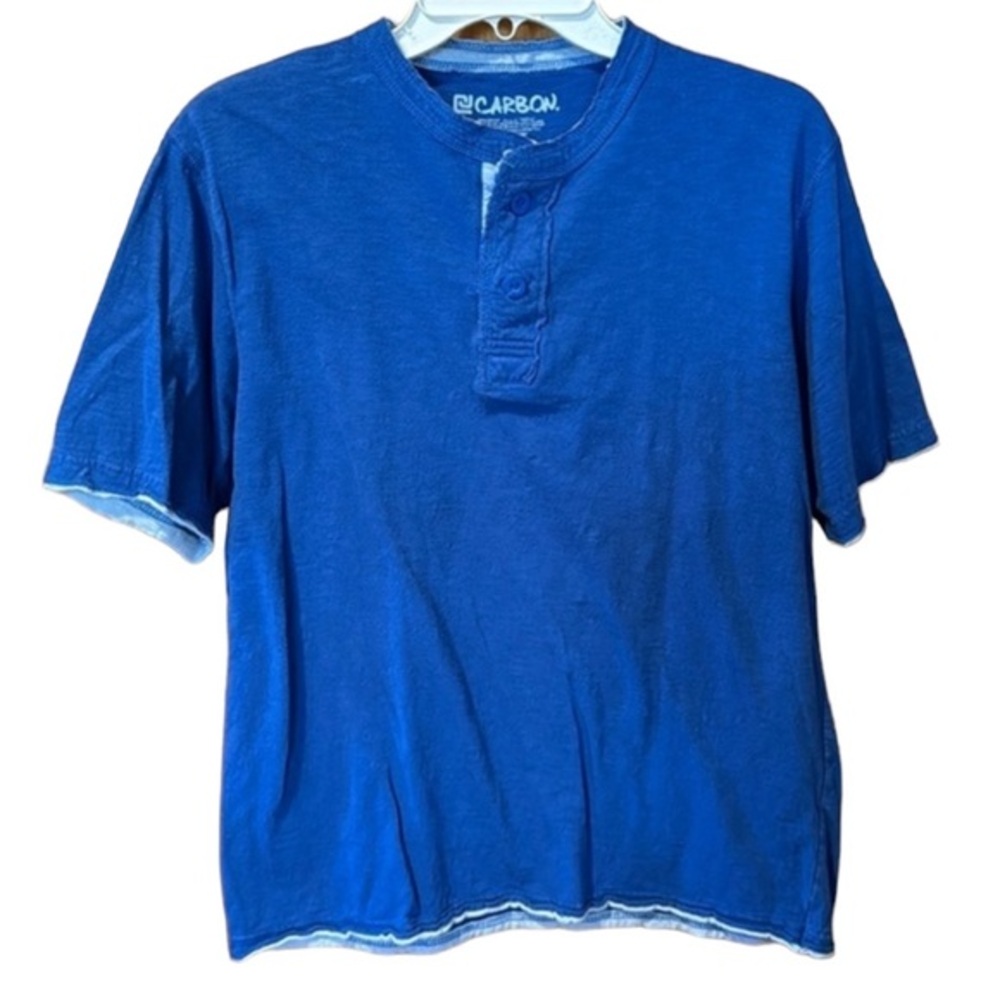 Carbon Two button Short Sleeve Royal Blue Shirt Size Large
